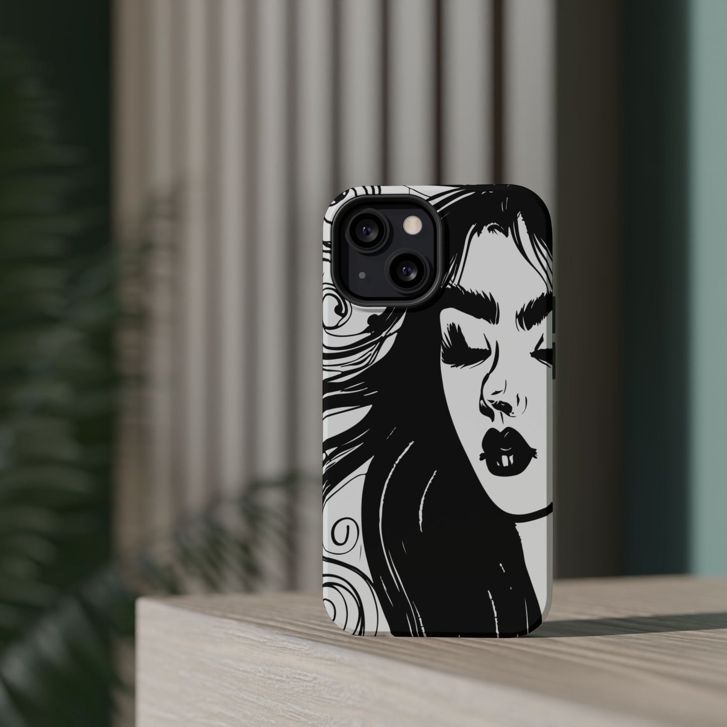 Artistic Black & White Portrait Phone Case — Magnetic Impact-Resistant
