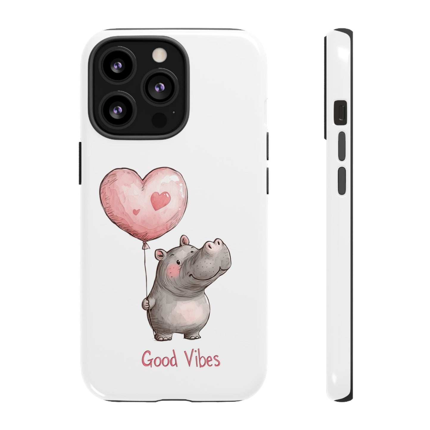 Cute Hippo Phone Case - Good Vibes Design, Animal Lover Gift, Fun Accessory, Birthday Present, Phone Accessories