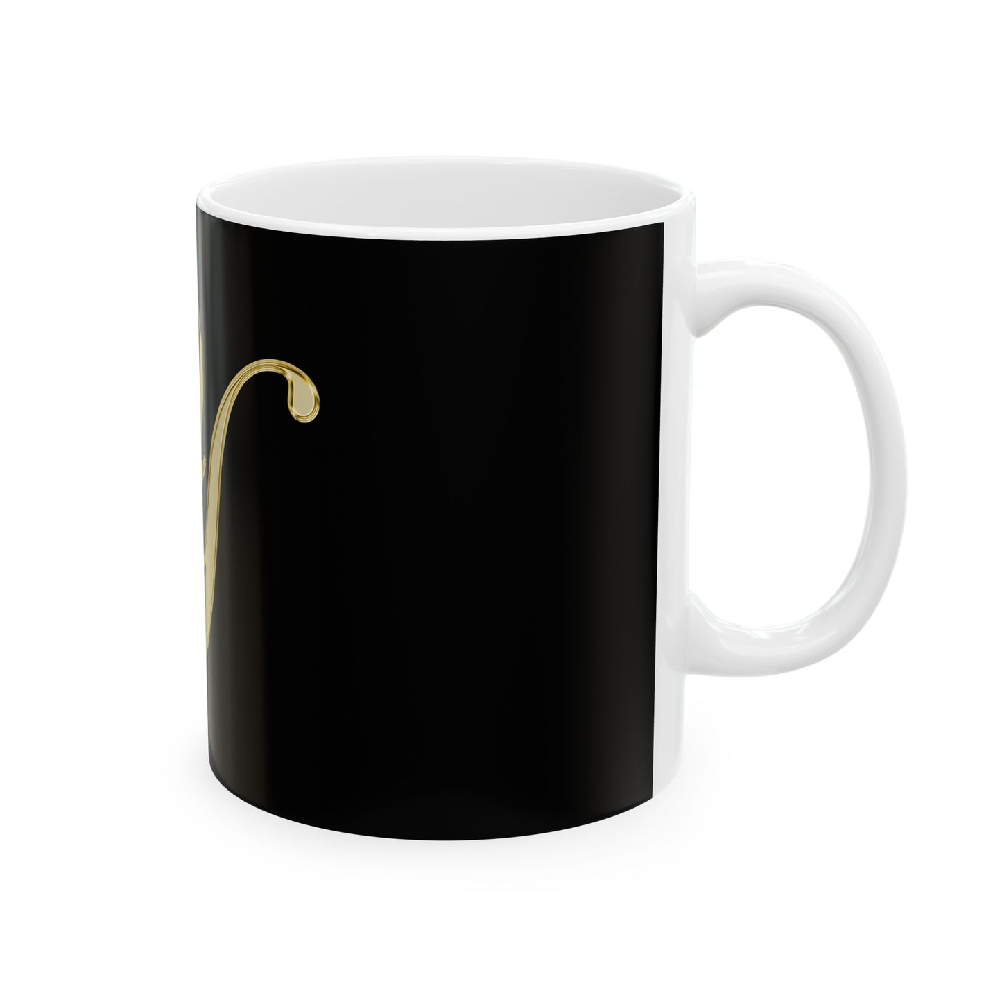 Gold Script Letter Y Ceramic Mug — Elegant Monogram Coffee Cup (11oz, 15oz)