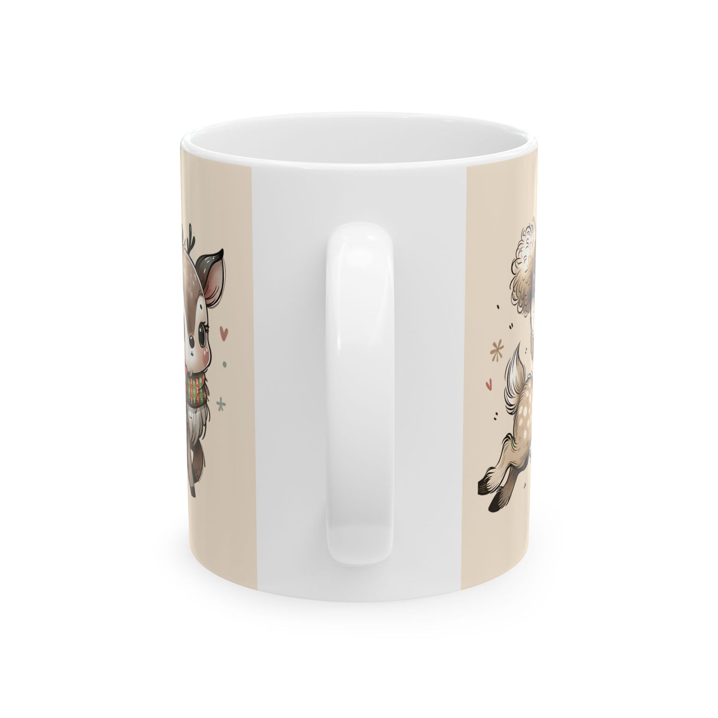 Cute Reindeer Mug — Kawaii Christmas Deer Ceramic Coffee Cup (11oz, 15oz)