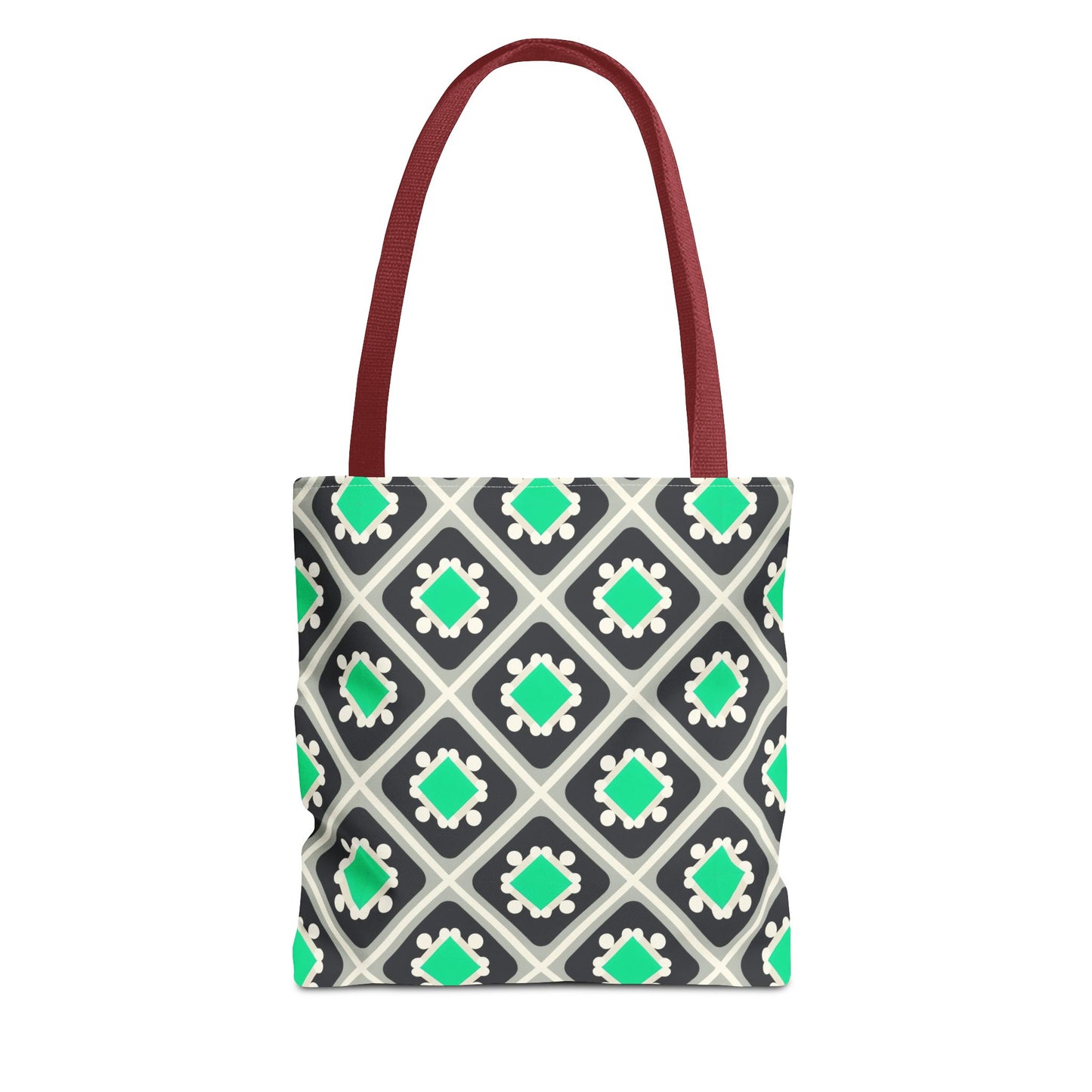 Geometric Mint Tile Tote Bag — Patterned All-Over-Print Shopper