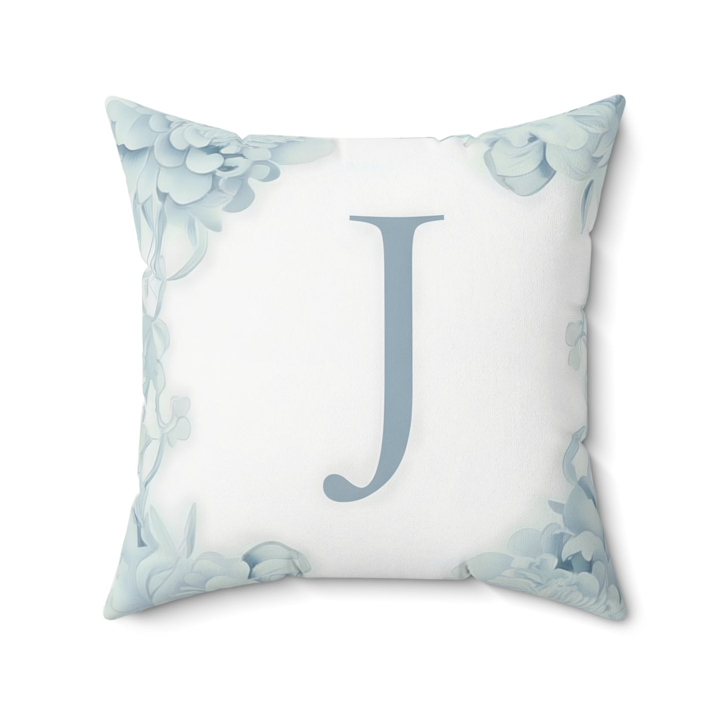 Monogram Floral Pillow - Letter J Decorative Throw Cushion