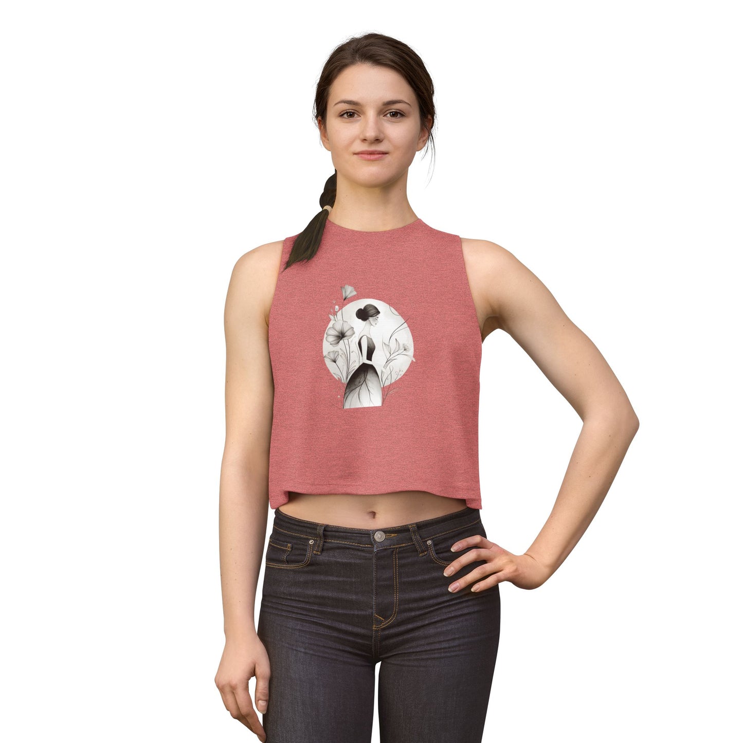 Floral Portrait Crop Top — Minimalist Botanical Art Tank