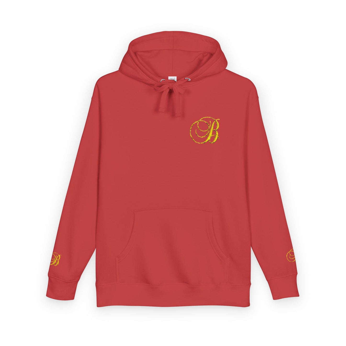 Coral Gold Floral Initial Hoodie — Monogram 'B' Casual Pullover
