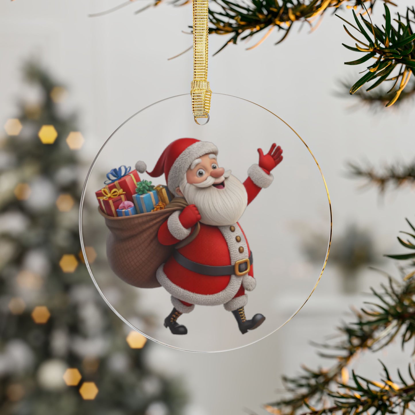 Santa Claus Acrylic Ornament — Cute Holiday Christmas Tree Decoration