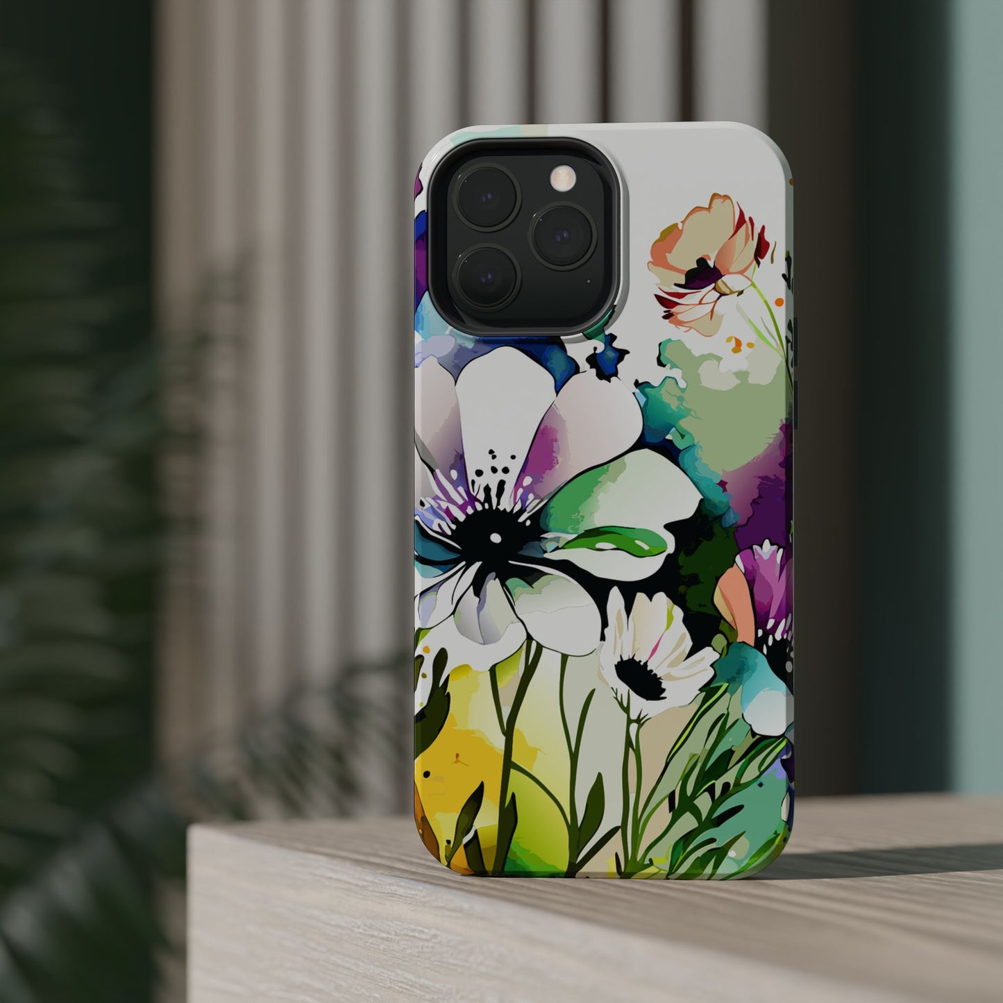 Floral Watercolor Magnetic Phone Case — Impact‑Resistant Protective Cover
