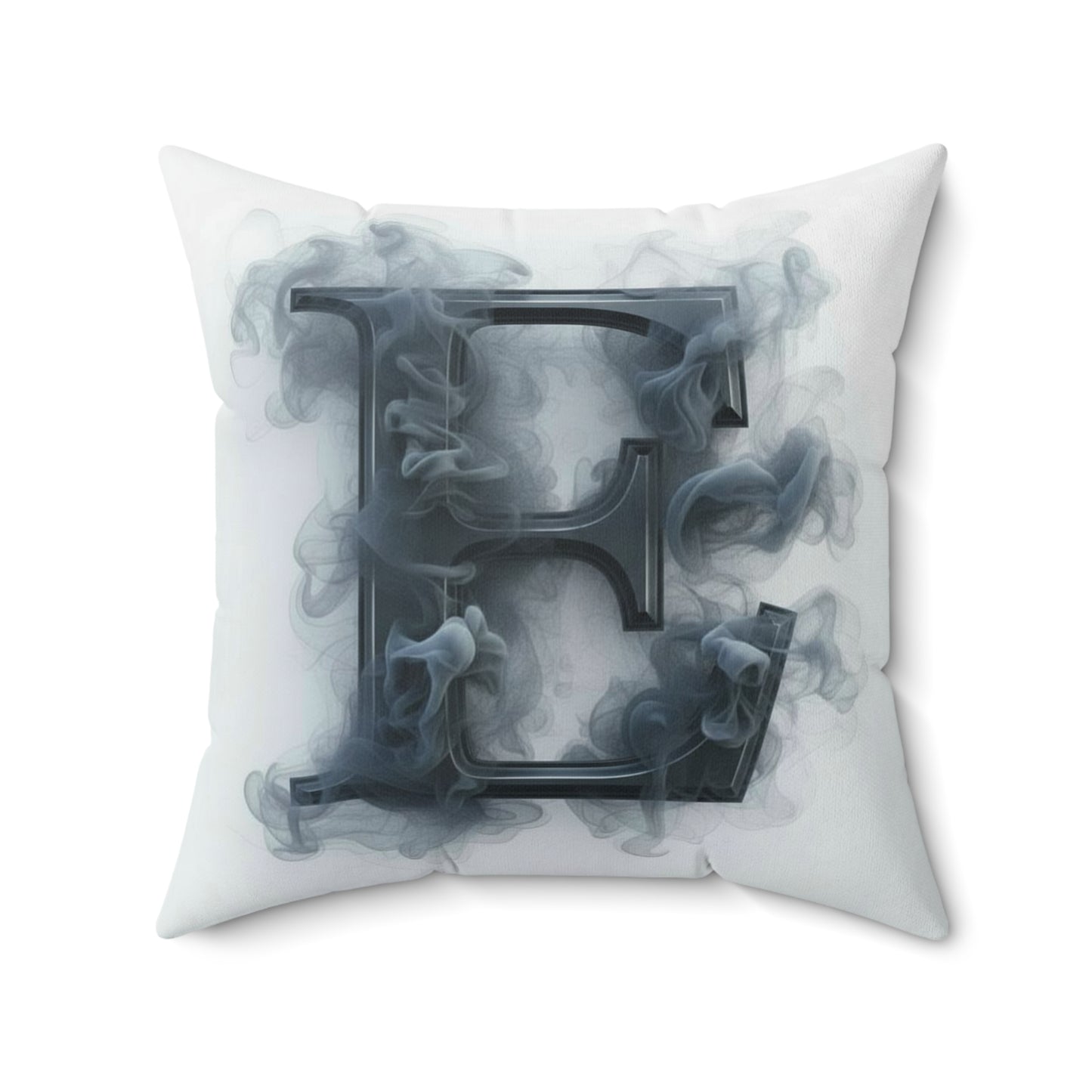 Letter E Smoke Monogram Pillow — Decorative Polyester Throw Pillow