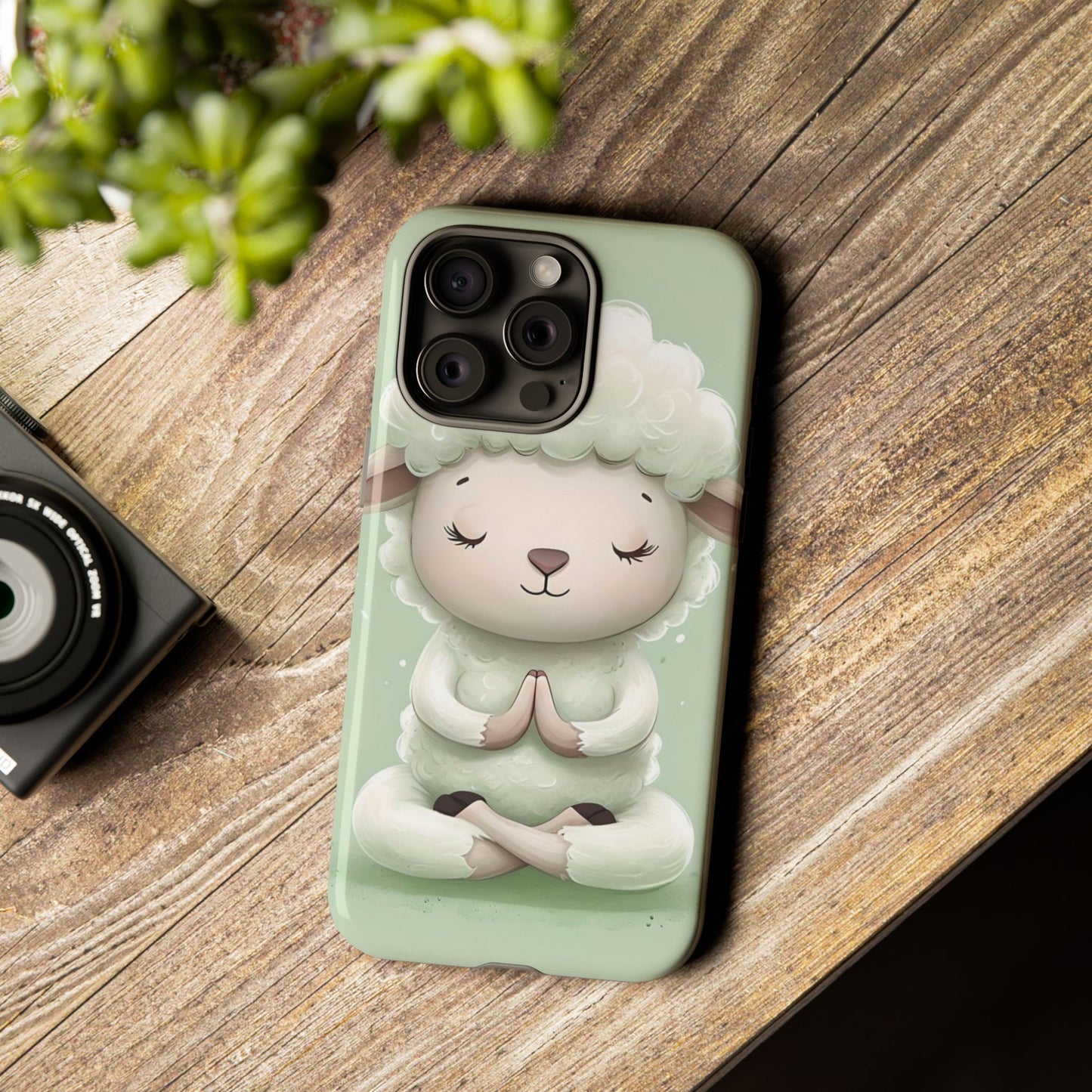 Meditating Lamb Phone Case — Cute Pastel Protective iPhone Cover