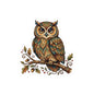 Owl Kiss-Cut Sticker — Detailed Boho Forest Owl on Branch (Laptop, Journal, Water Bottle Decal)
