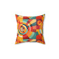 Retro Geometric Throw Pillow — Colorful Mid-Century Modern Accent Cushion