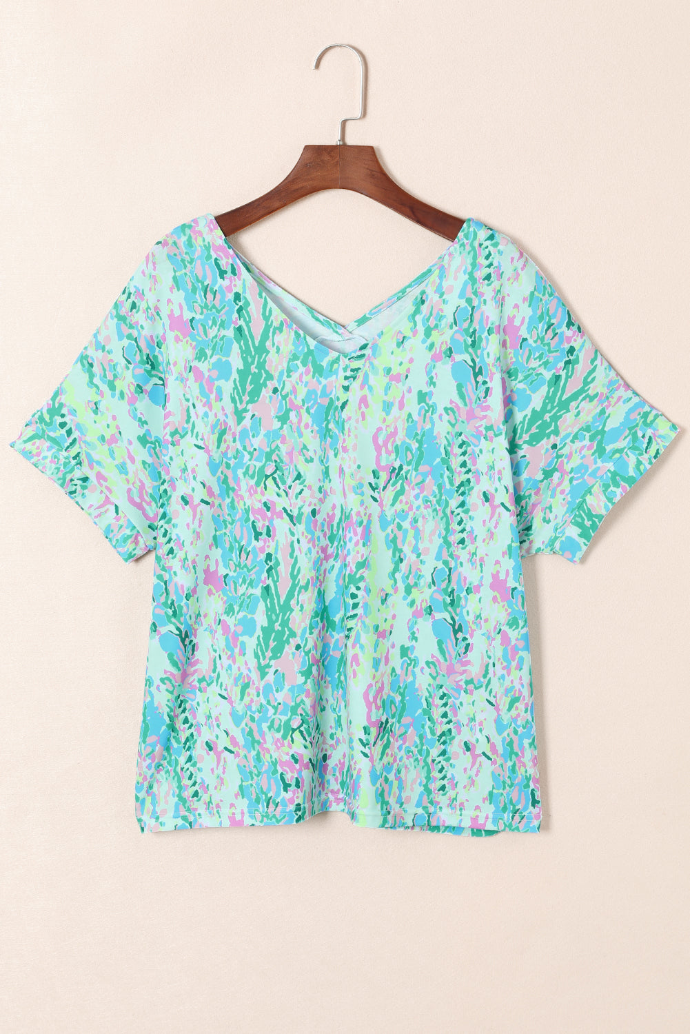 সবুজ ঢিলেঢালা ফ্লোরাল টি-শার্ট