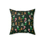 Christmas Pattern Pillow — Gingerbread, Candy Canes & Stockings Holiday Throw Pillow