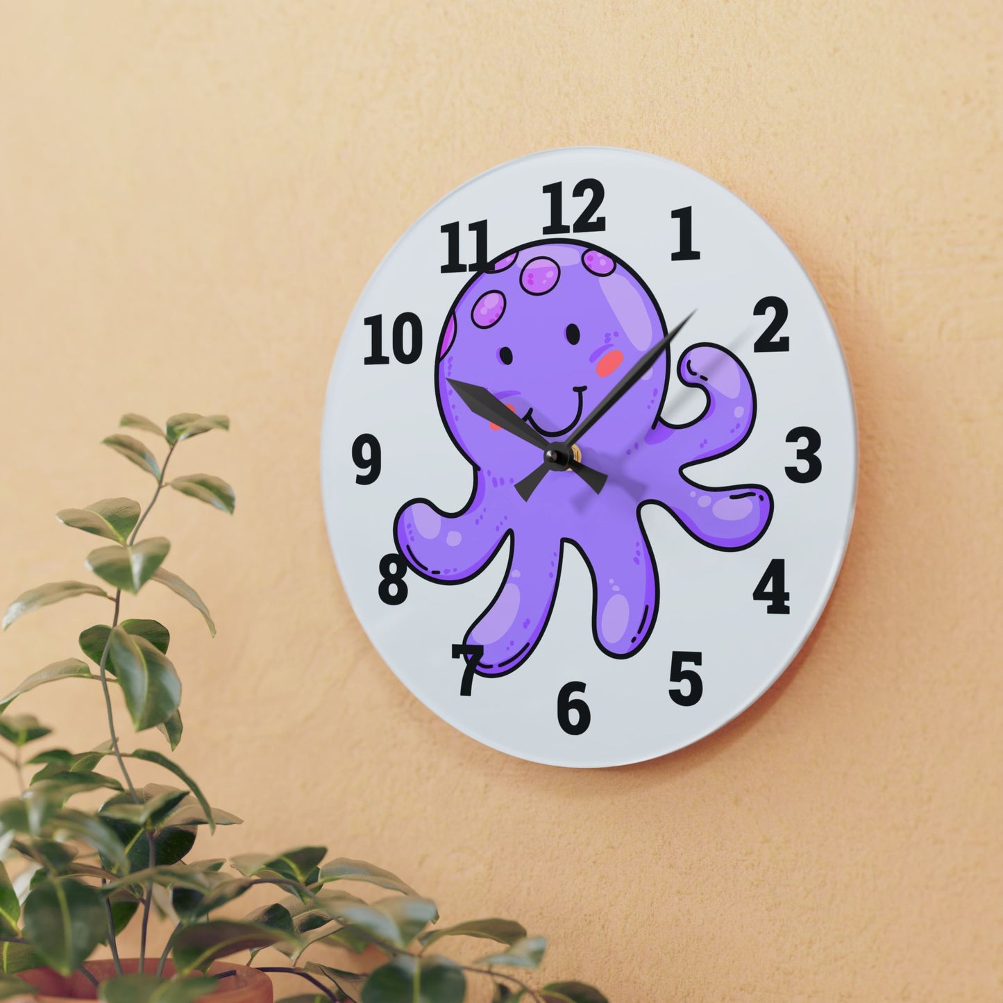 Cute Octopus Acrylic Wall Clock - Fun Kids Room Decor