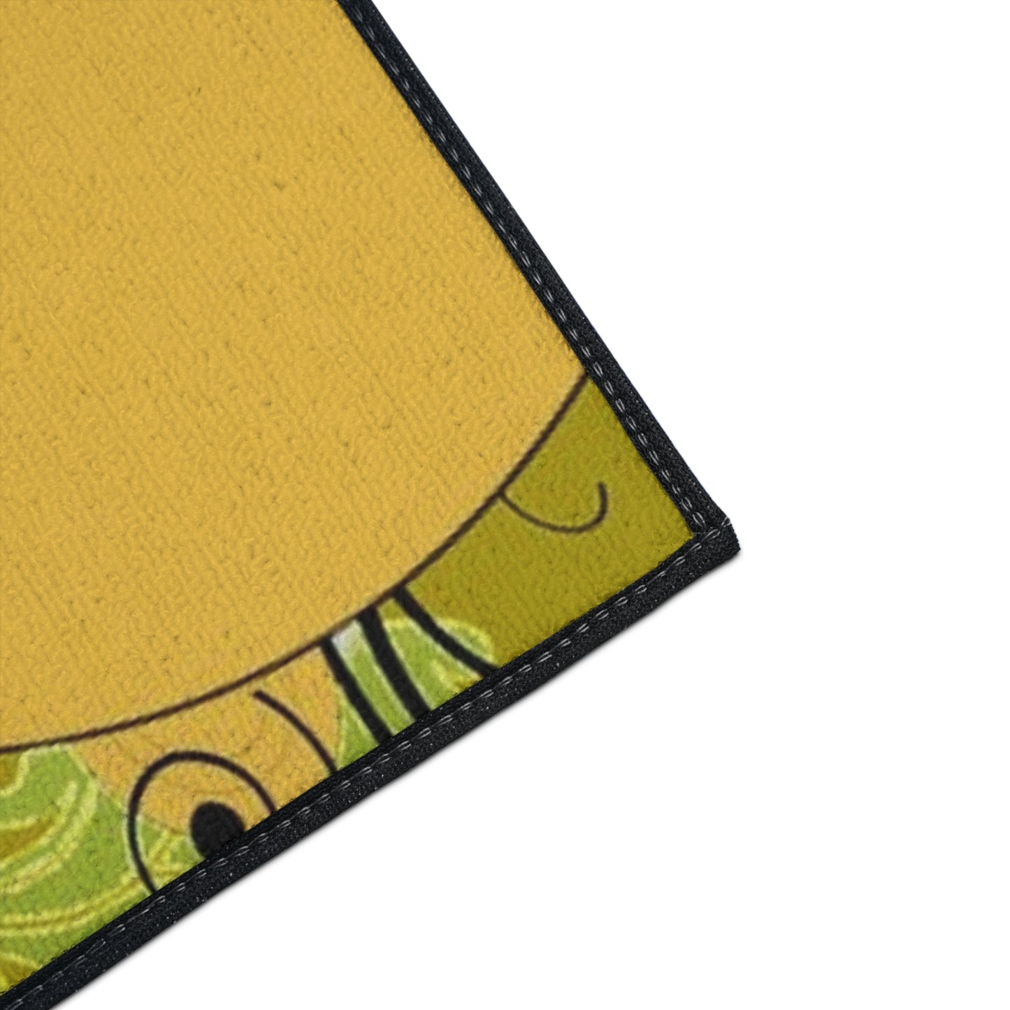 Floral Swirl Heavy Duty Floor Mat — Yellow Green Decorative Entry Rug