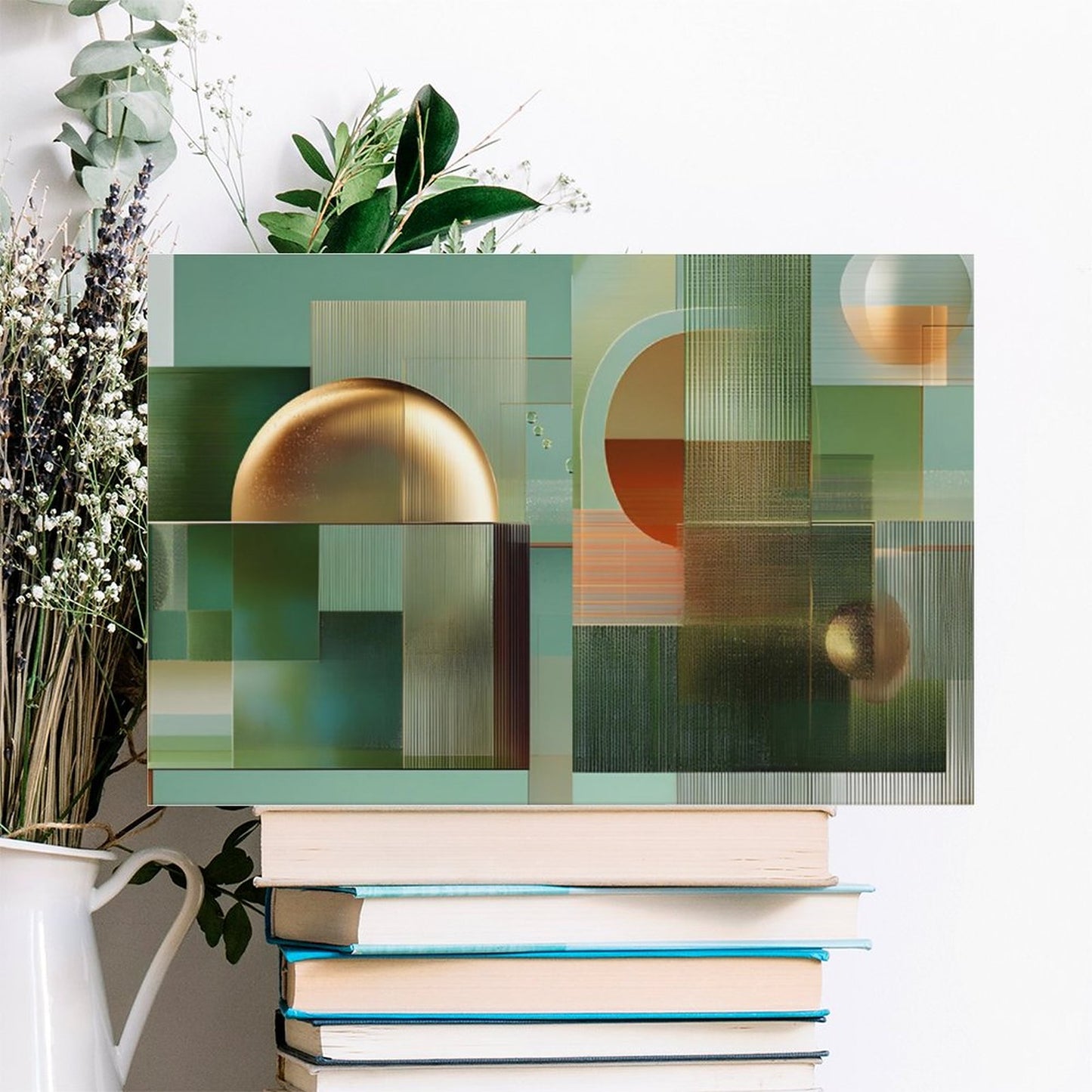 Vintage Framed Canvas Wall Art Print–Large Wood Frame for Living Room