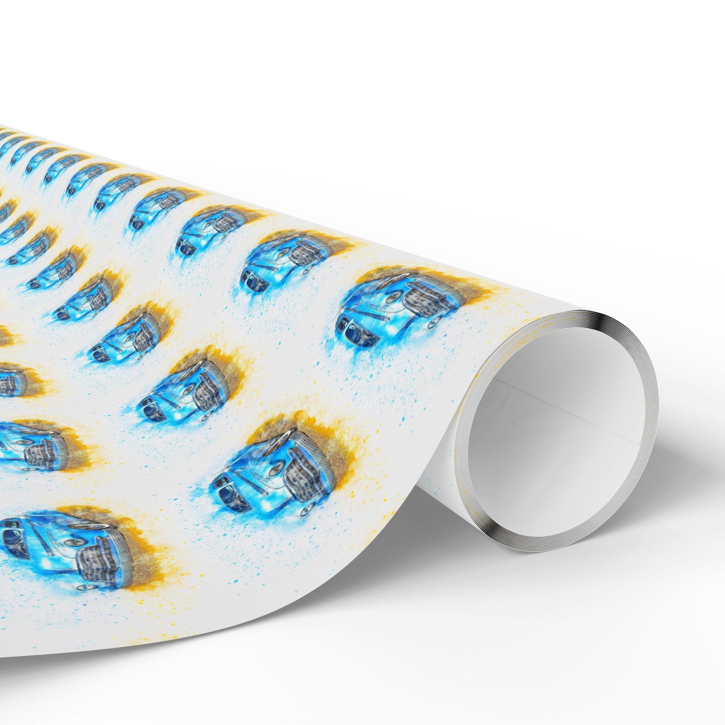 Blue Gold Abstract Dots Wrapping Paper Roll — Modern Geometric Gift Wrap