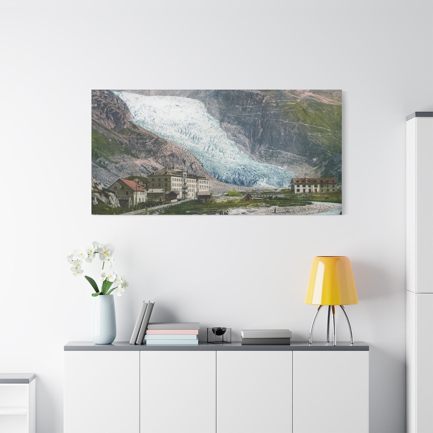 Glacier Village Matte Canvas Print