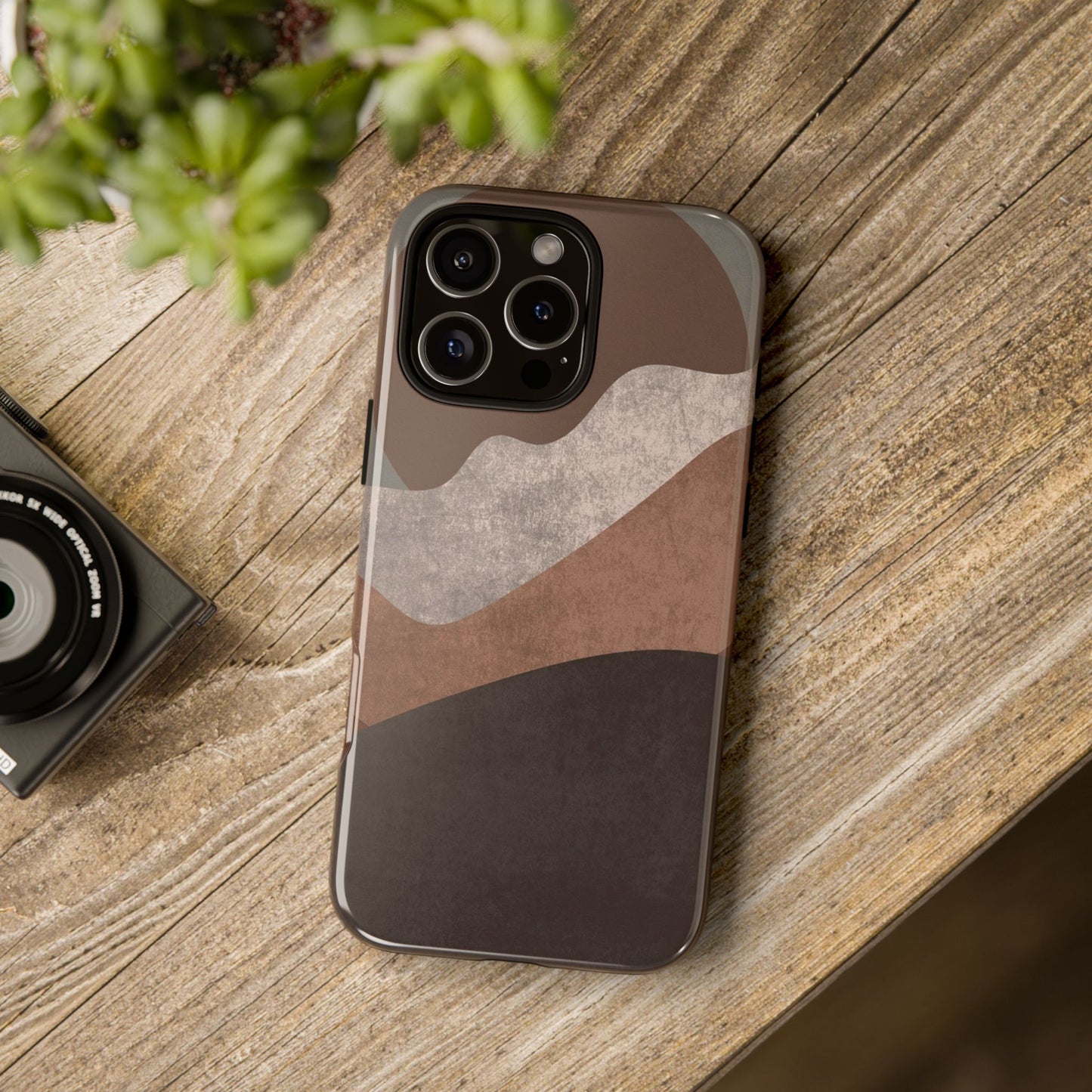 Abstract Earthtone Phone Case — Brown Layered Rugged Tough Case