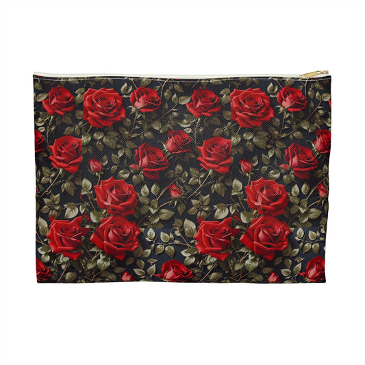 Elegant Floral Accessory Pouch | Perfect for Makeup, Travel, or Gifts | Rose Pattern Pouch for Women