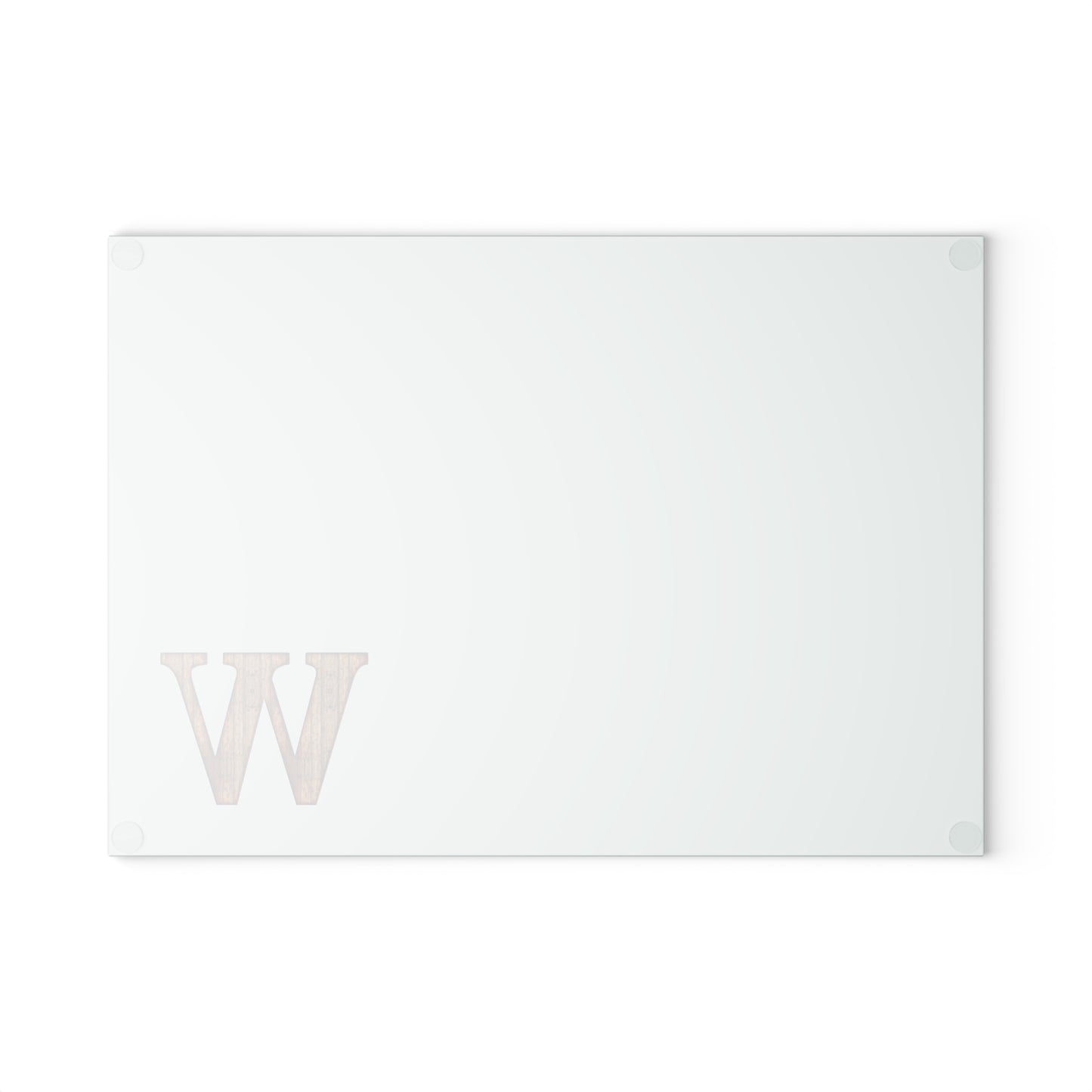 Monogram Glass Cutting Board — Mint or Clear Tempered Glass with Wood 'W' Initial