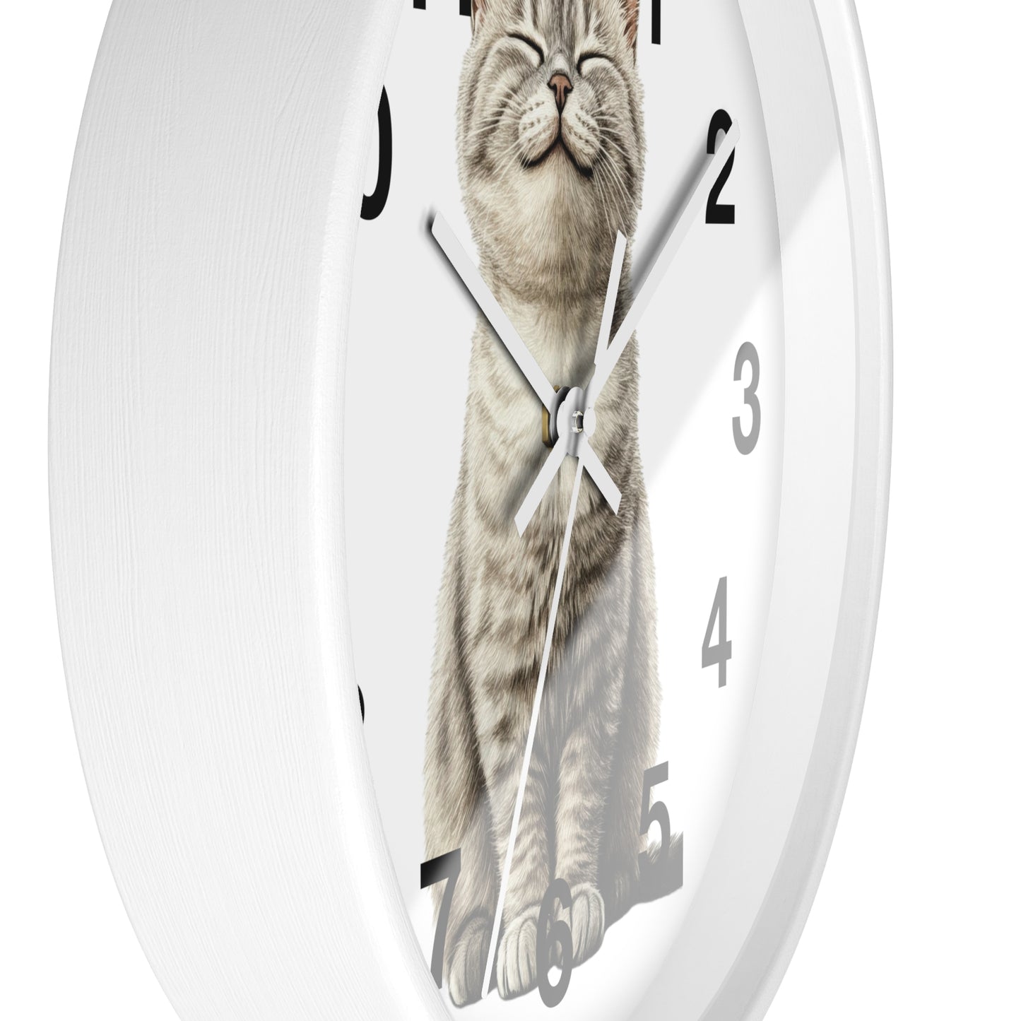 Smiling Tabby Cat Wall Clock — Cute Kitten Home Decor Clock