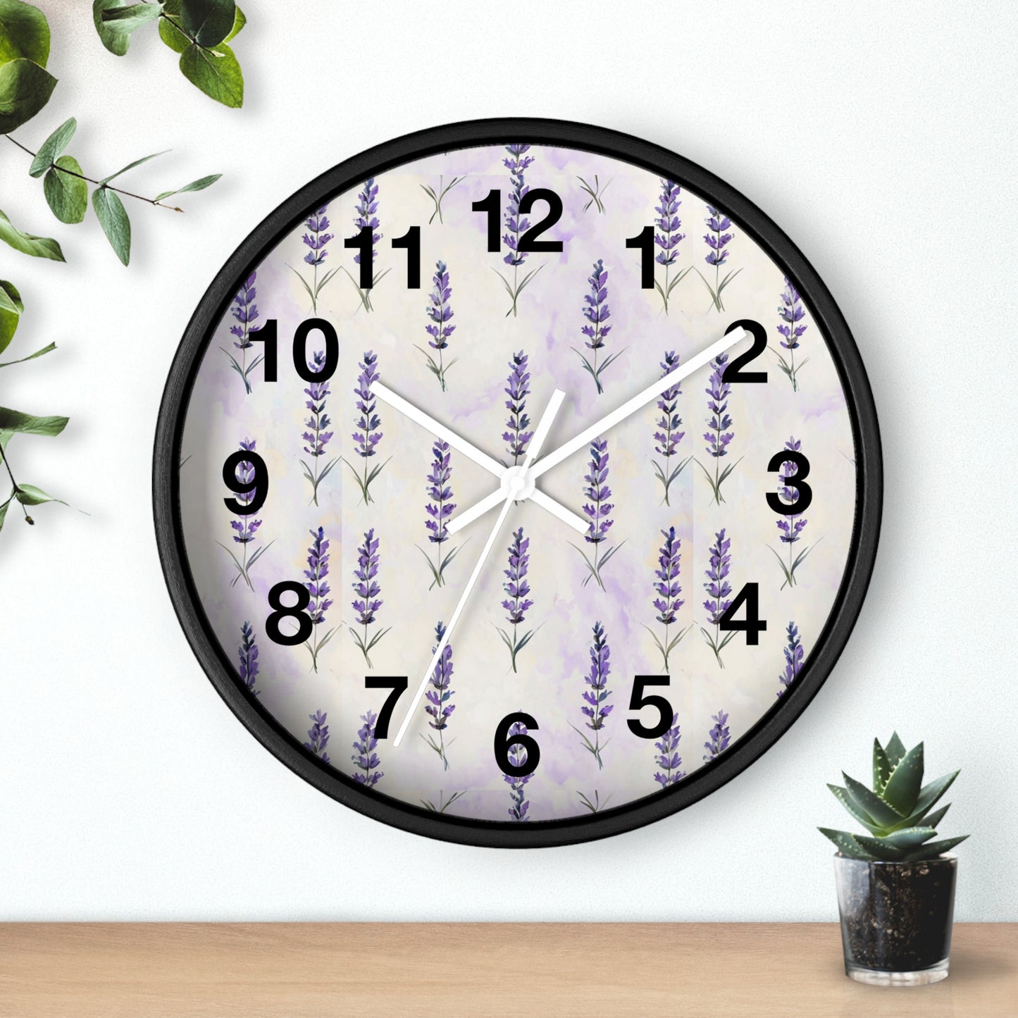 Lavender Sprig Wall Clock — Botanical Floral Clock for Kitchen, Bedroom & Living Room