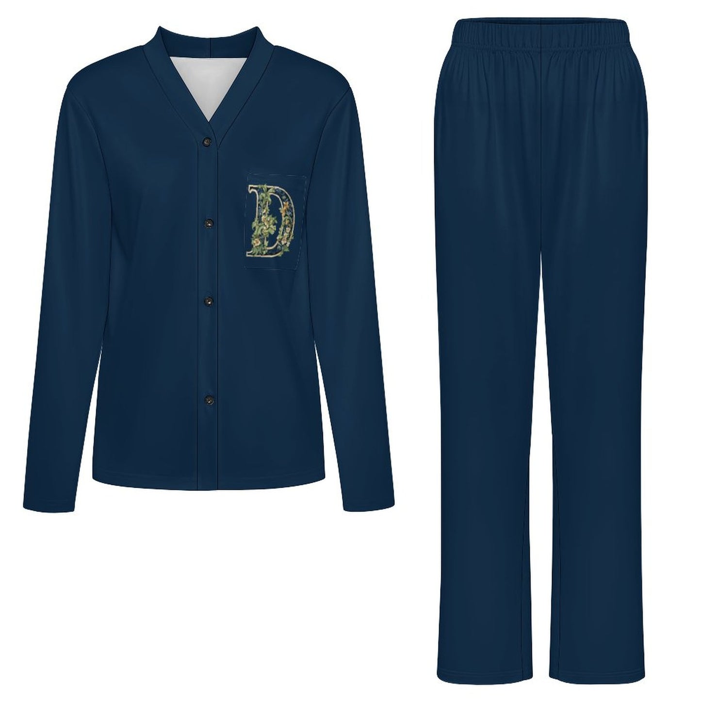 Super Comfy Women's V-Neck Pajama Set Letter D