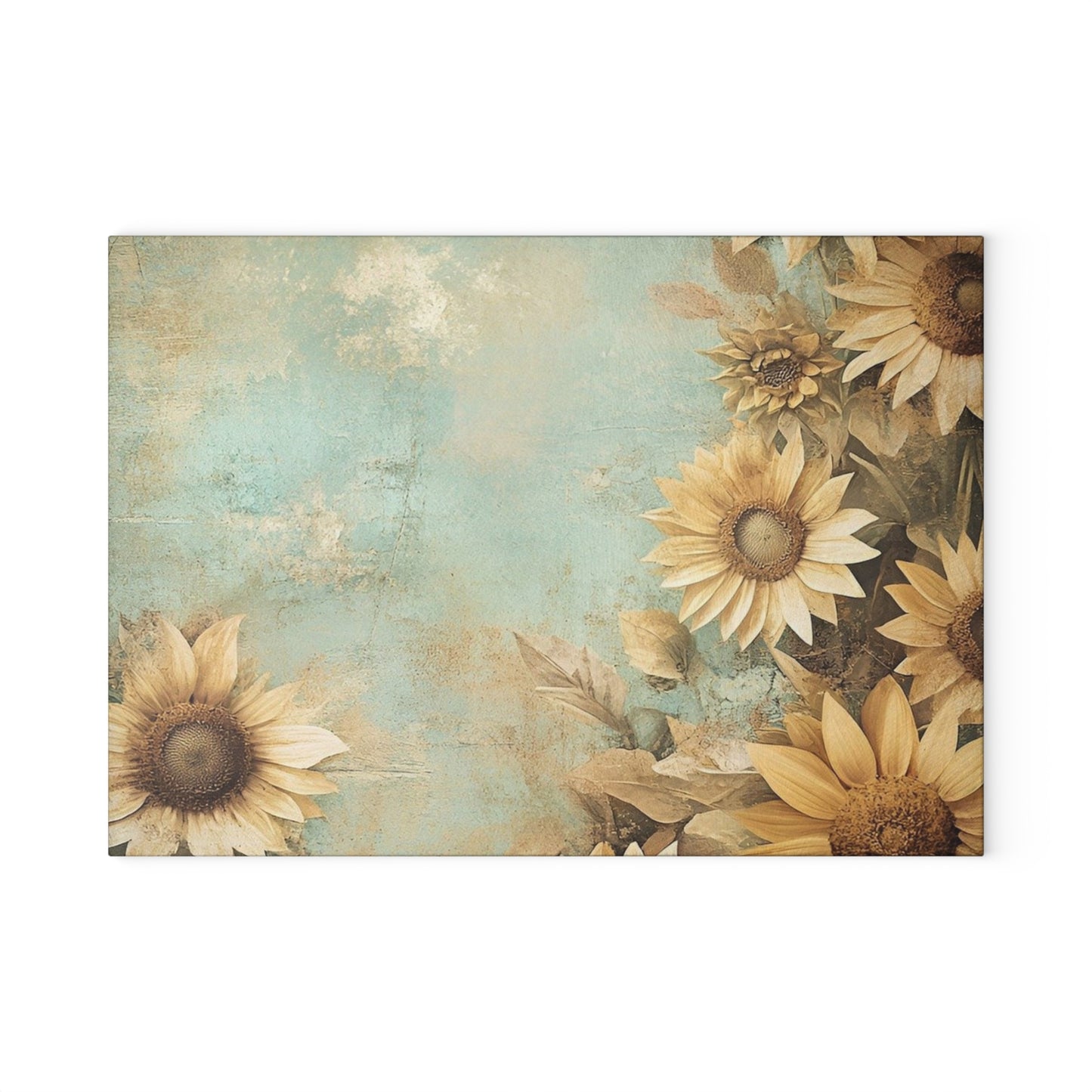 Sunflower Glass Cutting Board, Decorative Kitchen Gift, Farmhouse Decor, Wedding Gift, Sunflower Art, Cooking Tools