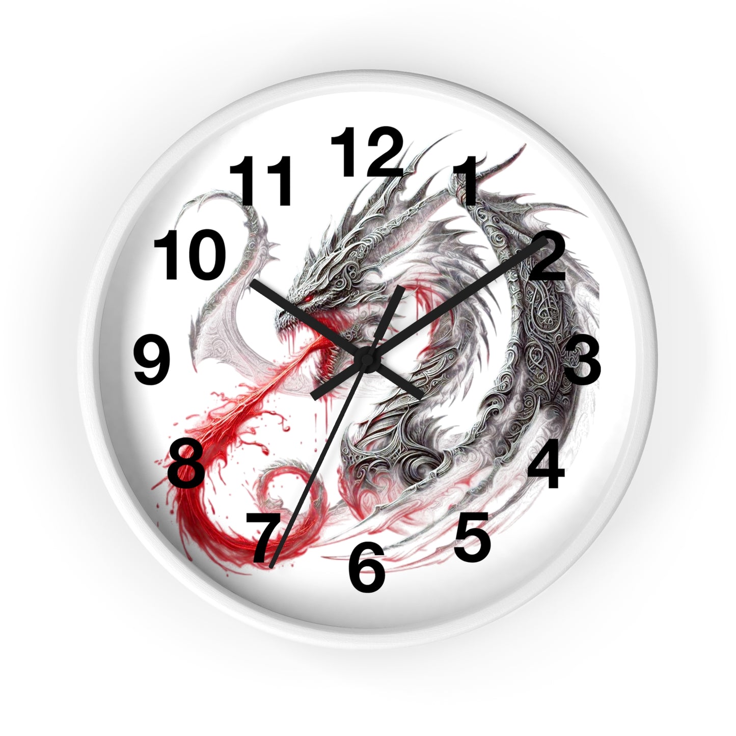 Dragon Wall Clock — Red Breath Mythical Timepiece for Fantasy Fans