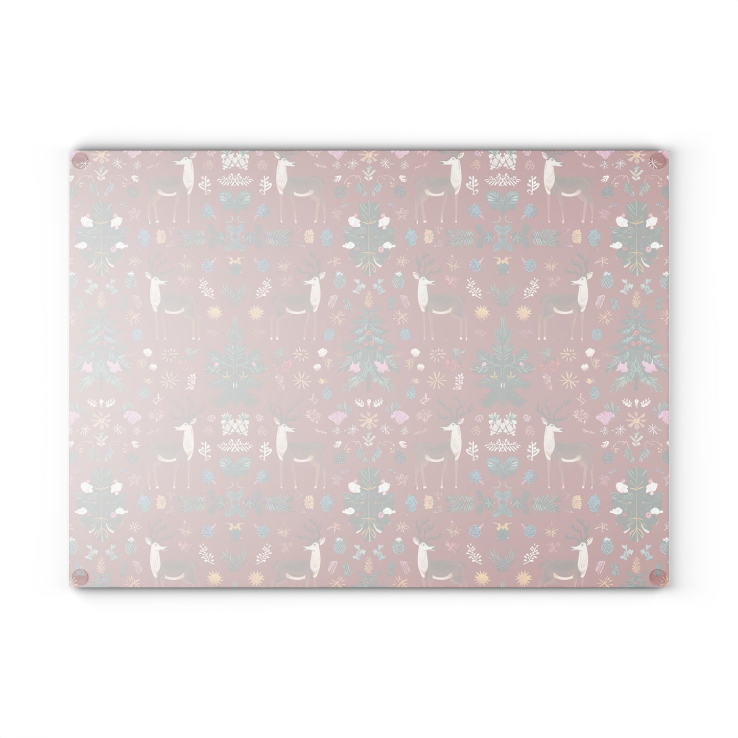 Christmas Reindeer Glass Cutting Board — Festive Holiday Kitchen Decor