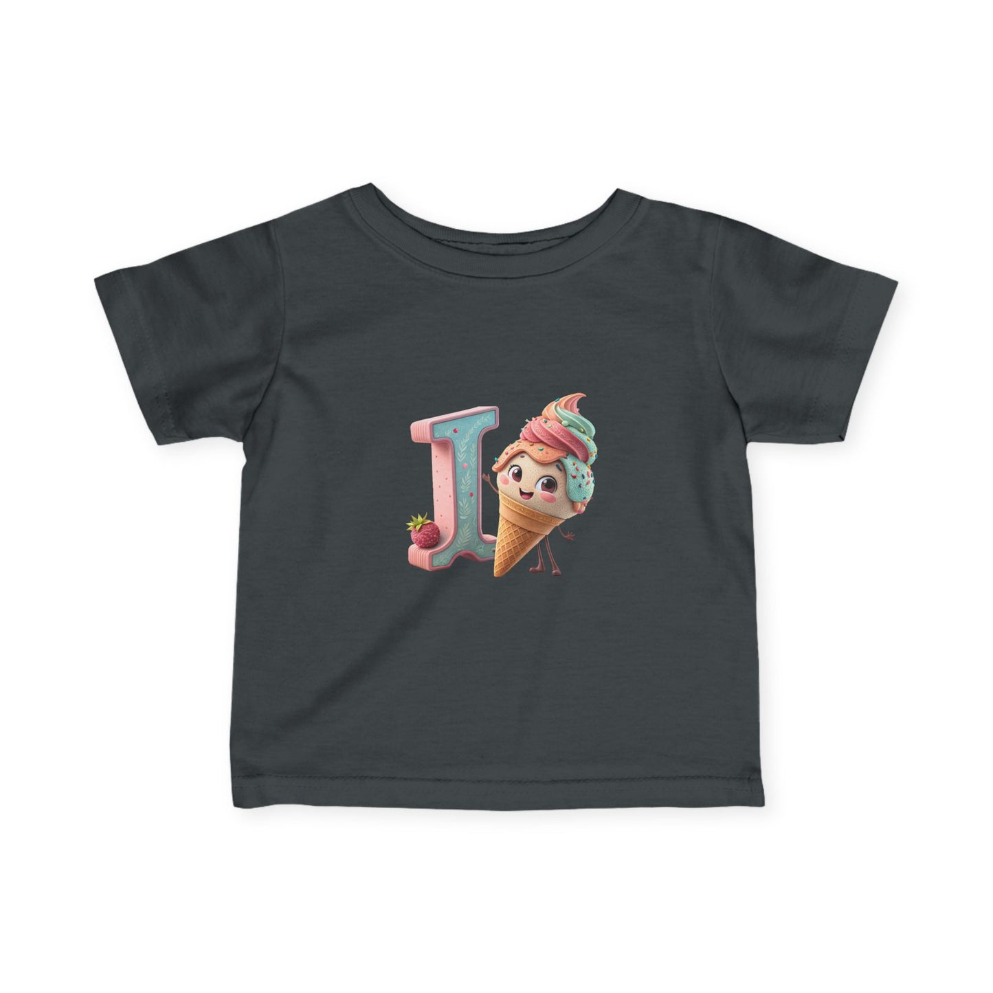 Ice Cream Letter J Infant Tee, Cute Baby Shirt, Kids Birthday Gift, Summer Outfit, Personalized Toddler Gift