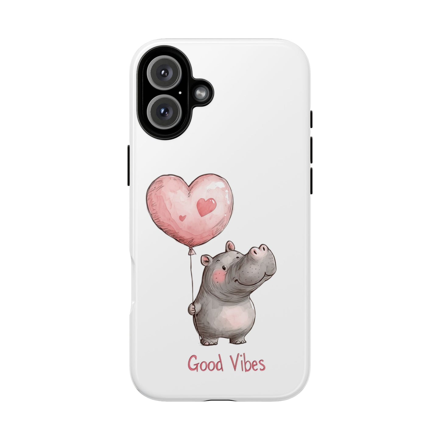 Cute Hippo Phone Case - Good Vibes Design, Animal Lover Gift, Fun Accessory, Birthday Present, Phone Accessories