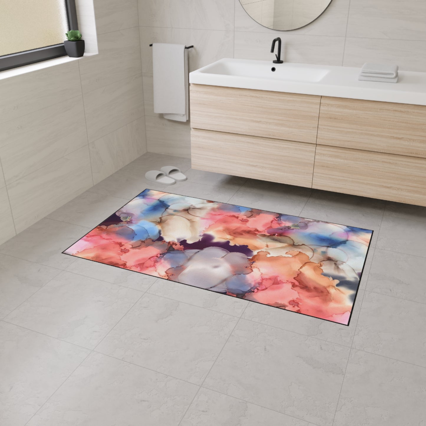 Abstract Watercolor Heavy-Duty Floor Mat — Non-Slip Entry Rug for Home & Office
