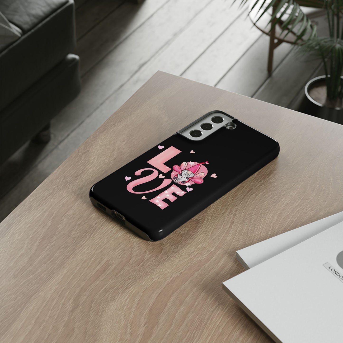 Love Gnome Phone Case — Cute Pink Heart Valentines Protective Case