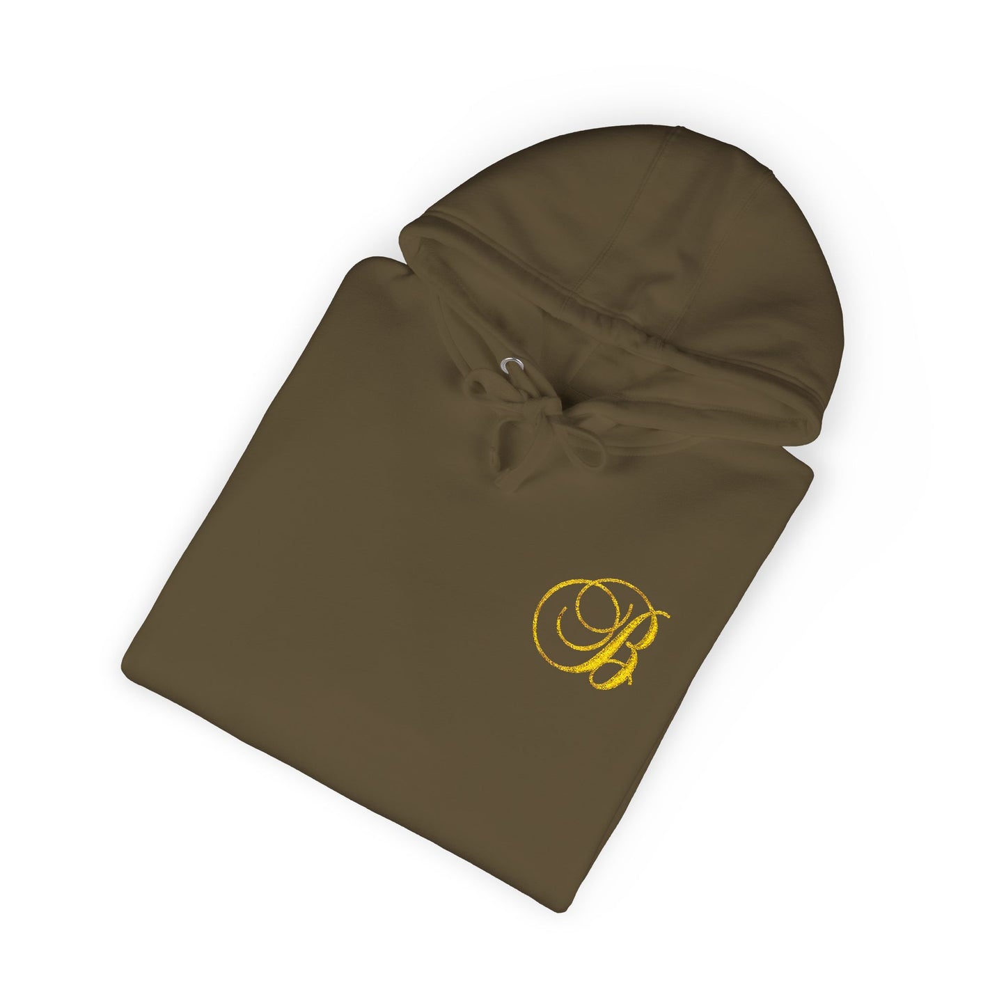 Coral Gold Floral Initial Hoodie — Monogram 'B' Casual Pullover