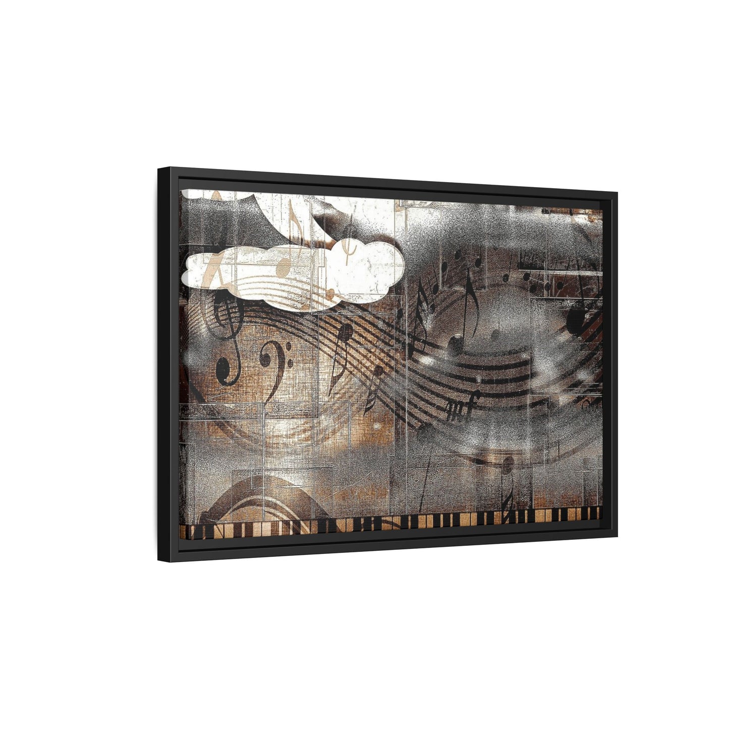 Framed Music Notes Canvas Print — Abstract Vintage Piano & Sheet Music Wall Art