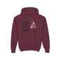 Youth Hoodie — "Love Has Four Paws" Pink Scooter French Bulldog Graphic