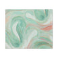 Abstract Green Marble Canvas Print — Teal & Coral Swirl Wall Art