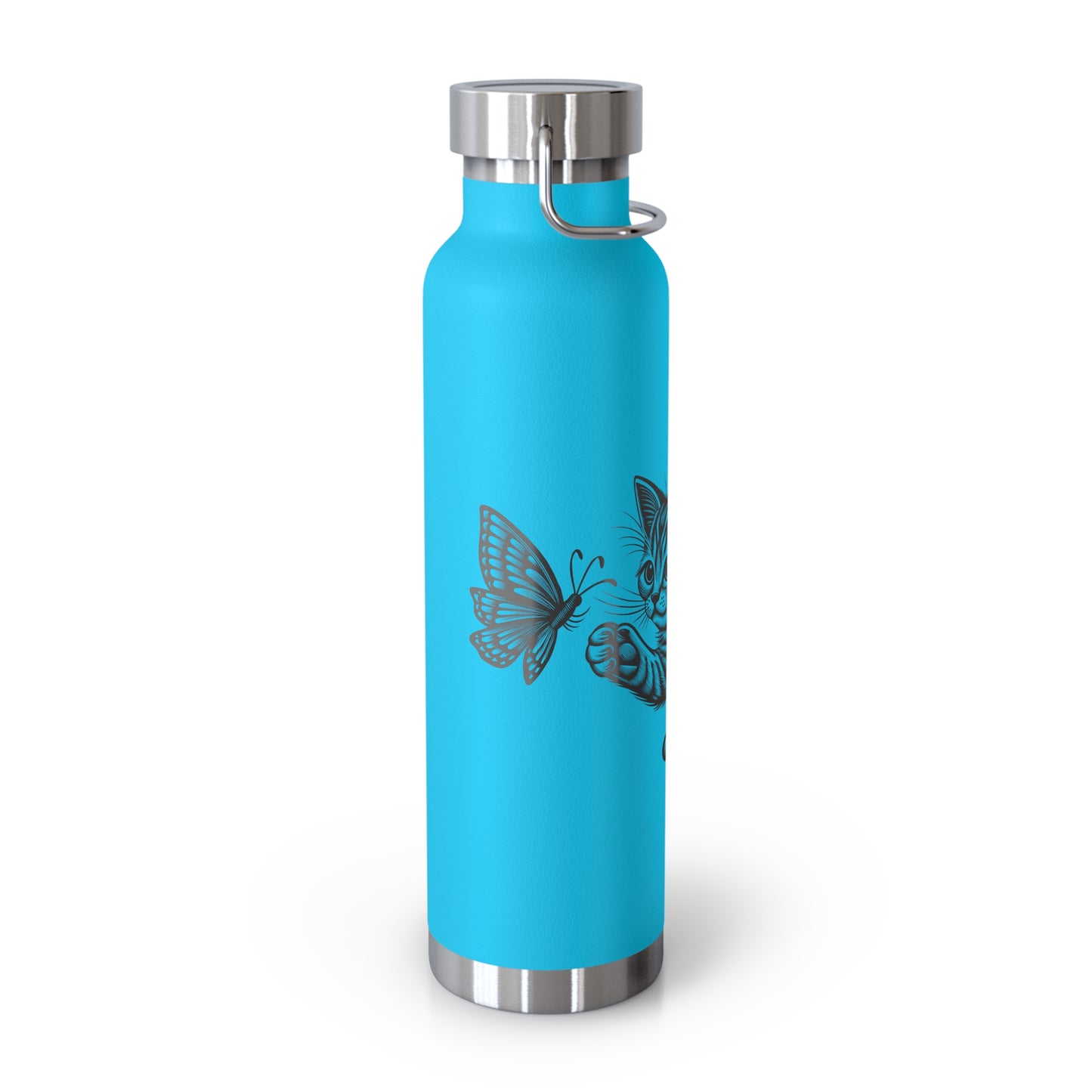 Cat and Butterfly Insulated Water Bottle -  22oz insulated bottle