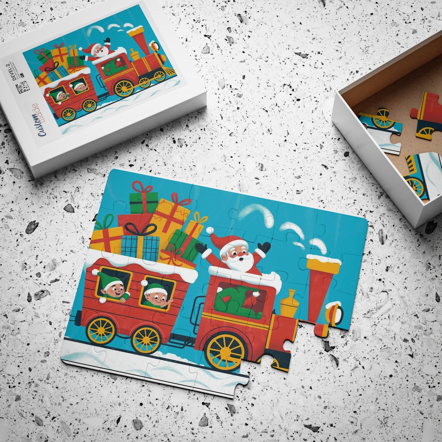 Kids Puzzle — 30-Piece Christmas Train Puzzle (Santa & Elves)