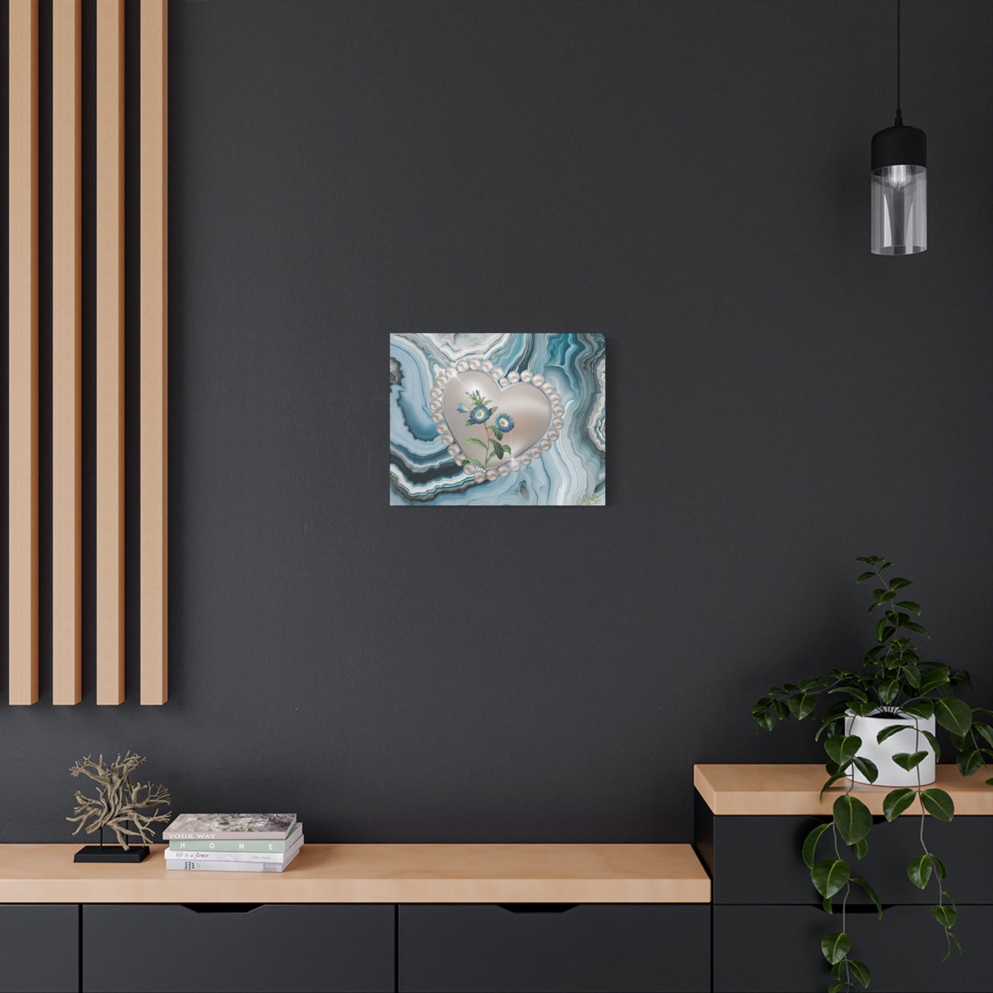 Elegant Floral Heart Canvas Wall Art, Modern Home Decor, Gift for Her