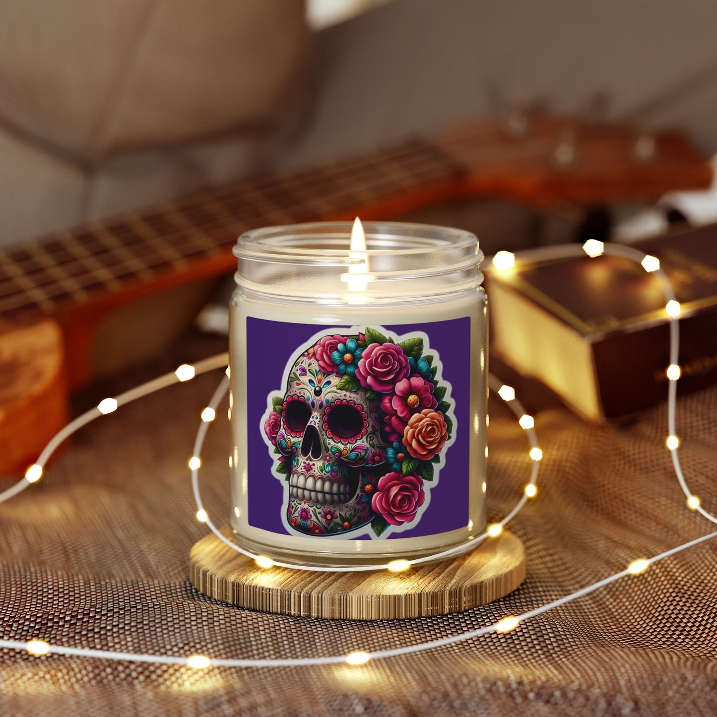 Day of the Dead Sugar Skull Scented Candle — Coconut Apricot Wax (4oz & 9oz)