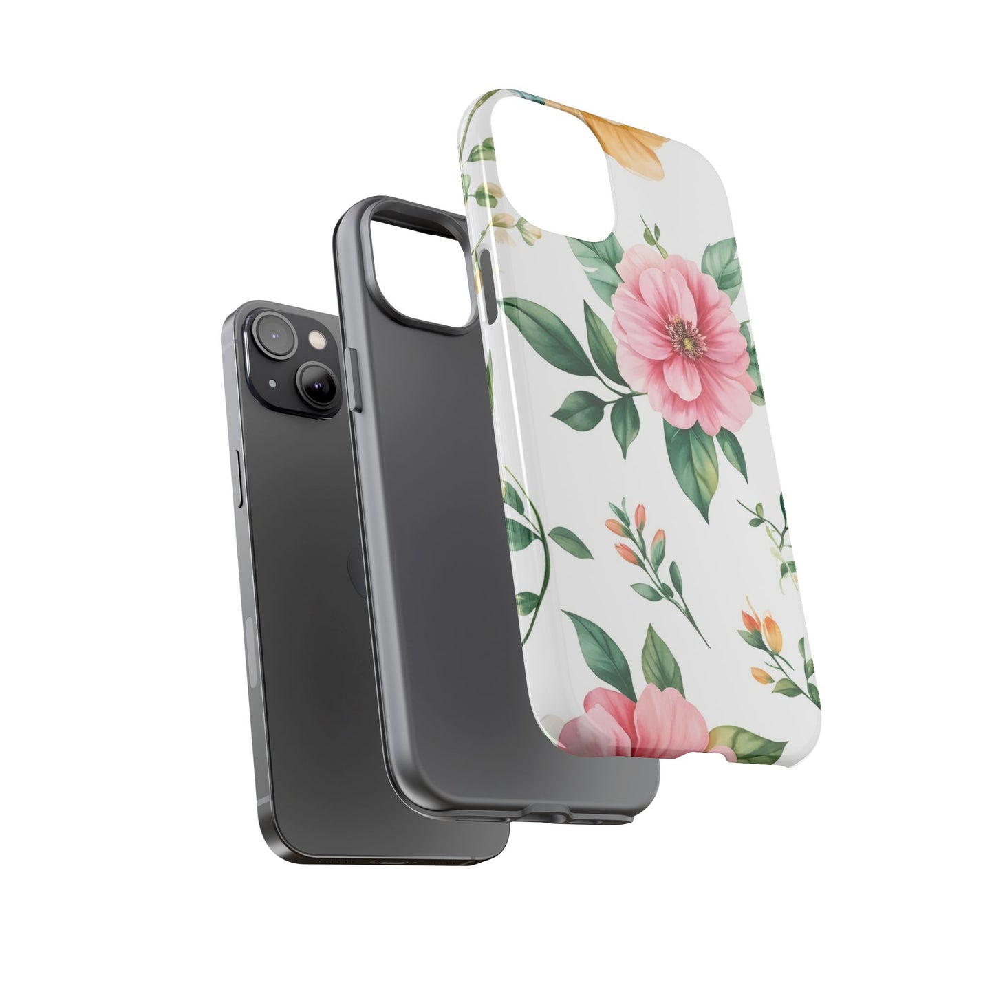 Floral Tough Phone Case — Pink Peony Protective Phone Cover