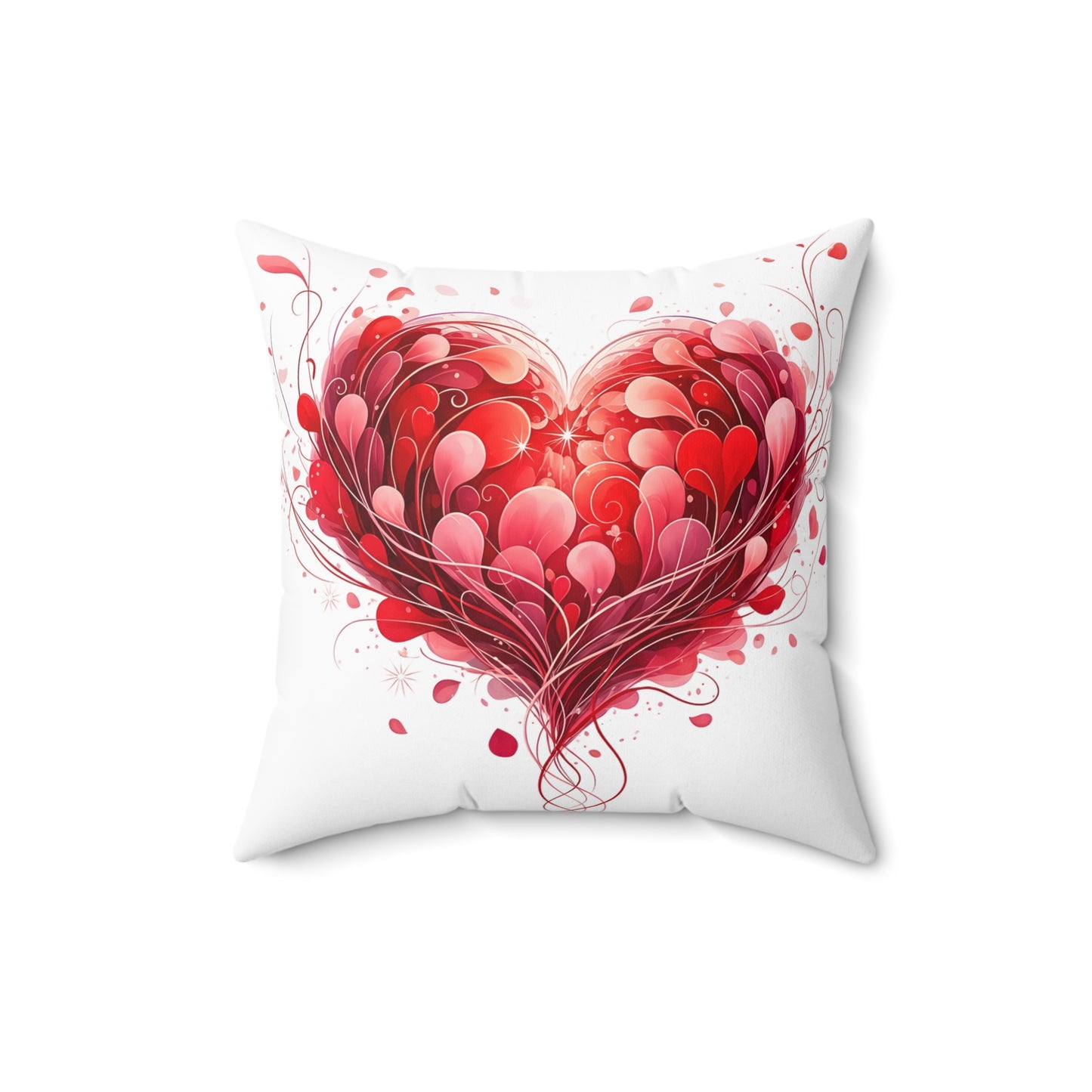 Valentine Red Heart Decorative Pillow — Romantic Floral Heart Throw Pillow