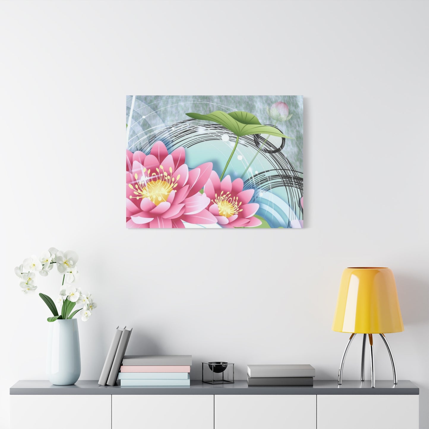 Lotus Blossom Matte Canvas Wall Art — Stretched 1.25" Decorative Print
