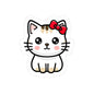 Cute Kawaii Cat Sticker — Adorable Bow Kitten Kiss-Cut Vinyl Decal for Laptops & Water Bottles