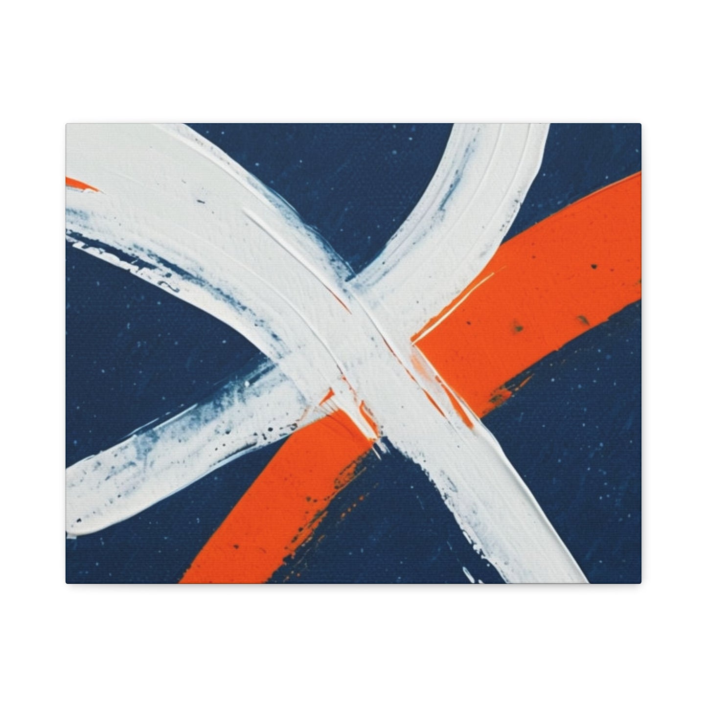 Abstract Navy & Orange Brushstroke Canvas
