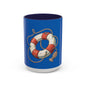 Lifesaver Accent Coffee Mug - Nautical Gift, Beach Decor, Sailor's Coffee Cup, Ocean Lover Mug, Summer Vibes