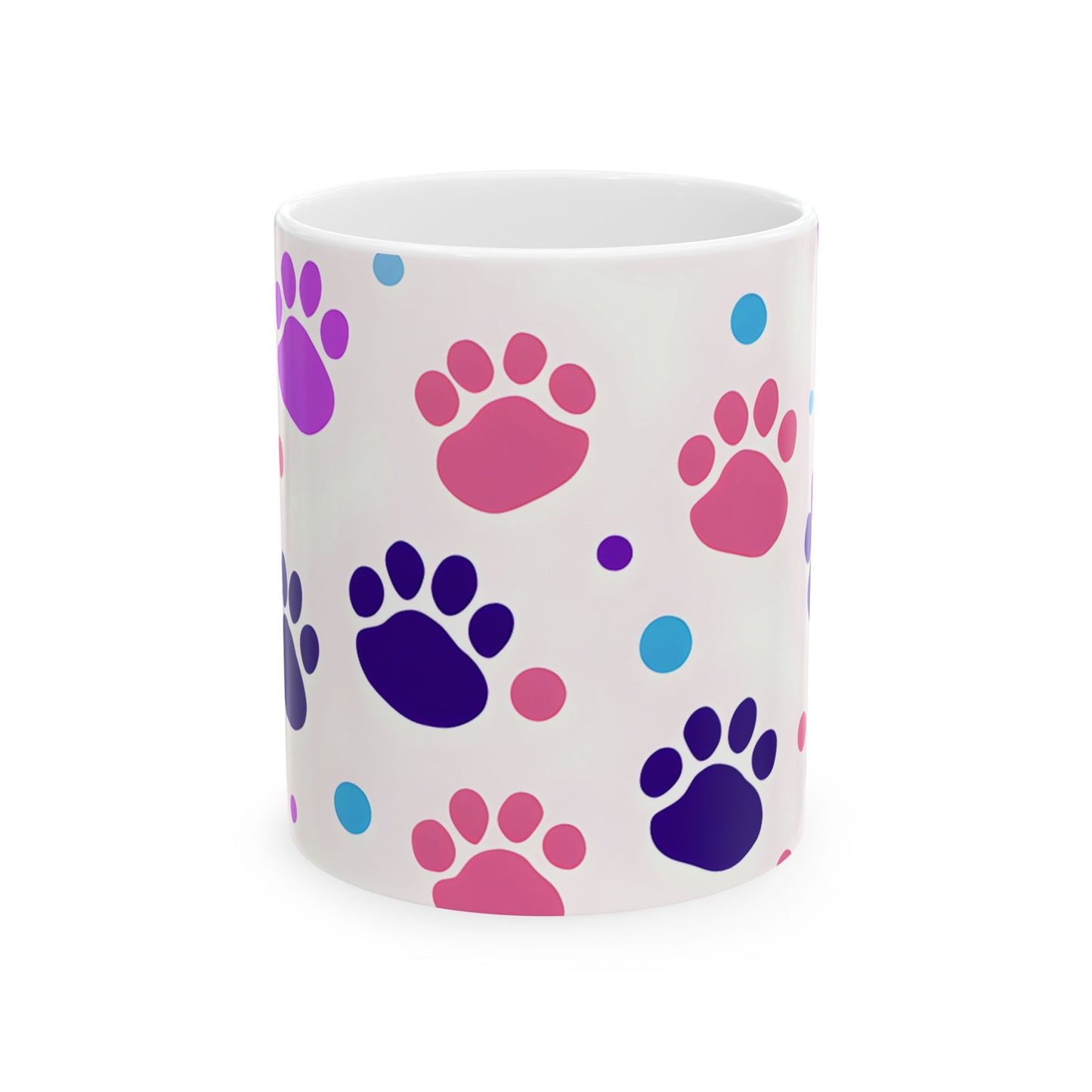 Colorful Paw Print Ceramic Mug — Cute Pet Lover Coffee Cup (11oz/15oz)