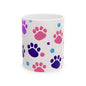 Colorful Paw Print Ceramic Mug — Cute Pet Lover Coffee Cup (11oz/15oz)